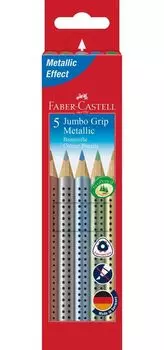 Карандаши цветные Faber-Castell, Jumbo Grip Metallic, 5 цветов