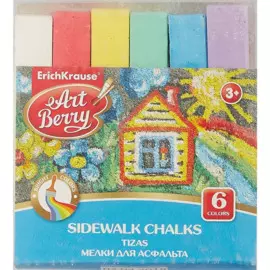 Цветные мелки Erich Krause для асфальта, 6 штук