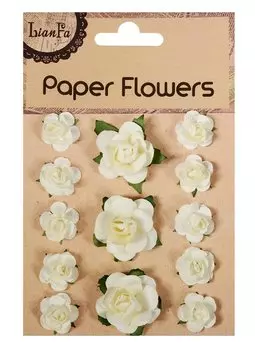 Набор для творчества, Цветы Paper Flower 3 больш.+10маленьк., молочные и белые
