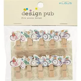 Прищепки декоративные с веревкой 10 шт. Велосипеды