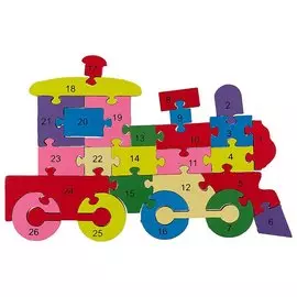 Деревянные пазлы-фигуры Паровоз 26-28эл, в ассортименте