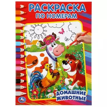 ДОМАШНИЕ ЖИВОТНЫЕ. РАСКРАСКА ПО НОМЕРАМ. ФОРМАТ:214Х290ММ ОБЪЕМ:16 СТР. в кор.50шт