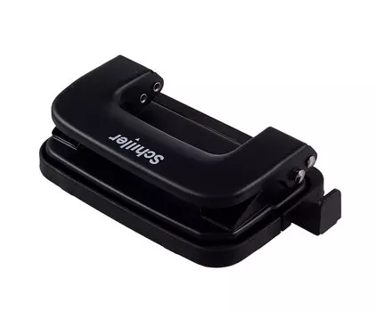 Дырокол 10 листов металл, с линейкой, черный, Schiller