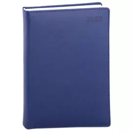 Ежедневник дат. 2023г. А5 176л "Berlin" синий, иск.кожа, тв.переплет, поролон, прострочка, ляссе, ляссе