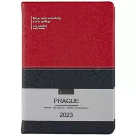 Ежедневник дат. 2023г. А5 176л "Prague" ягодный+чернильный, иск.кожа, тв.переплет, обл.поролон, тонир.блок, ляссе