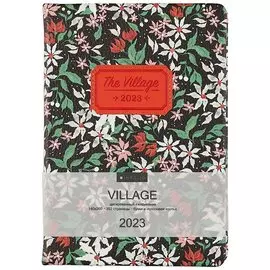 Ежедневник дат. 2023г. А5 176л "Village" черный, иск.кожа, тв.переплет, обл.поролон, тонир.блок, ляссе