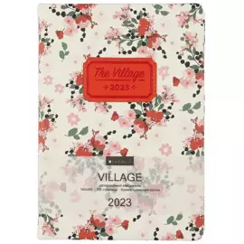 Ежедневник дат. 2023г. А5 176л "Village" молочный, иск.кожа, тв.переплет, обл.поролон, тонир.блок, ляссе