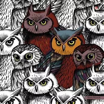 Скетчбук «Филины», 80 листов, 19.6 x 20.5 см