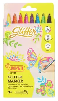 Фломастеры 8цв. "JOY" с блестками, к/к, подвес, CARIOCA