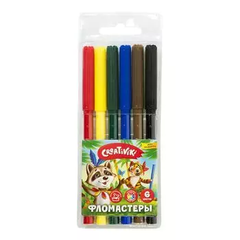 Фломастеры Creativiki 6 цв. блист. упак. кругл. корп.