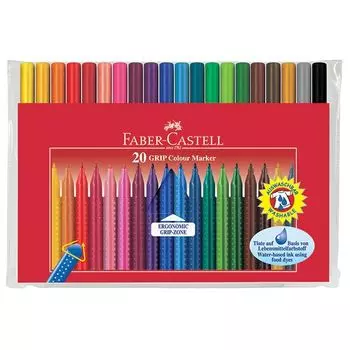 Фломастеры FABER GRIP 20 цв. блист. упак. кругл. корп.