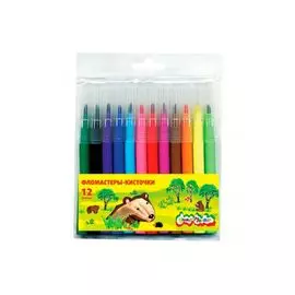 Фломастеры-кисточки Каляка-Маляка, 12 цветов
