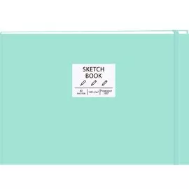 Скетчбук А5 40л "Free hand. No. 4" мятный, гладкая бумага, 140г/м2, тв.обложка, резинка