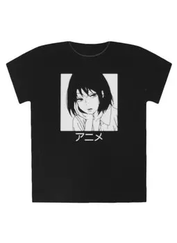 Футболка Аниме Девушка (Дзё) (черная) (текстиль) (размер М)