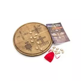 Гадание Вуду на доске Ифы. В комплекте: круглая спиритическая доска из сосны 320х320 мм, 16 каури (материал бук) в бархатном мешочке, книга-руководство