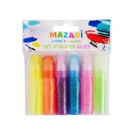 Гель с блестками, полупрозрачный, MAZARI, 6 мл, 6 цветов, с европодвесом