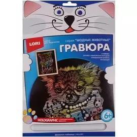 Набор для творчества LORI Гравюра большая с эффектом голографик Домашняя любимица Мгр-007