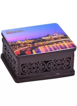 ГС Шкатулка малая резная с заливкой смола Москва вид 5 (хдф) (95x65x52 мм)