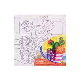 Холст для рисования по номерам "Цветущие кактусы" (15х15 см)