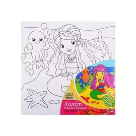 Холст для рисования по номерам "Русалка и морские жители"