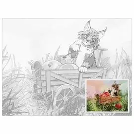 Холст на картоне с контуром BRAUBERG ART CLASSIC Кот, 30х40см, грунтованный, хлопок, 191549