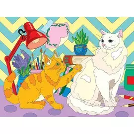 Холст с красками по номерам 30х40см ТМ Рыжий кот Два котика на столе (Арт. ХК-3777)