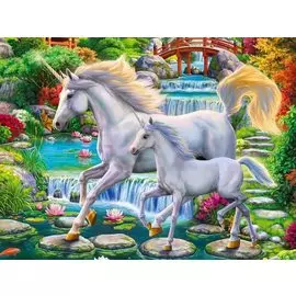 Холст с красками по номерам 40х50см ТМ Рыжий кот Палитра Пагоды и единороги (Арт. Х-3135)