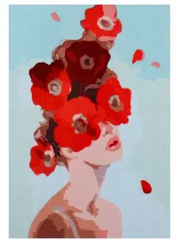 Холст с красками по номерам "Цветочные мысли", 22 х 30 см