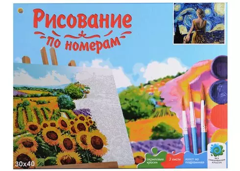 Холст с красками по номерам "Девушка и звездное небо", 30 х 40 см