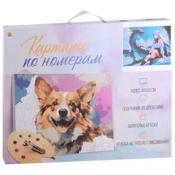 Холст с красками по номерам "Девушка с драконом", 40 х 50 см