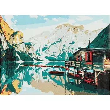 Холст с красками по номерам "Красивое озеро у гор", 22 х 30 см