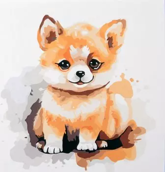 Холст с красками по номерам "Малыши-животные. Крошка лисенок", 20 х 20 смКрасочный