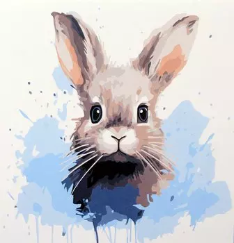 Холст с красками по номерам "Малыши-животные. Красочный зайчонок", 20 х 20 см