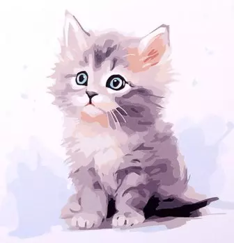 Холст с красками по номерам "Малыши-животные. Красочный котенок", 20 х 20 см
