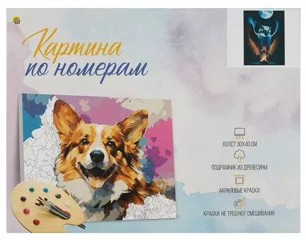 Холст с красками по номерам "Ночной полет", 30 х 40 см