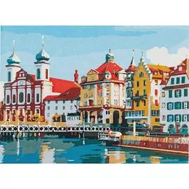 Холст с красками по номерам "Архитектура дневного Люцерна", 22 х 30 см