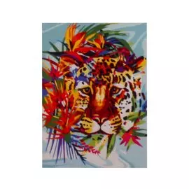 Холст с красками по номерам "Цветной леопард", 22 х 30 см