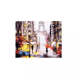 Холст с красками по номерам Дождливый Париж (Х-6554) (30х40см) (18цв) (Рыжий Кот) (3+) (коробка)