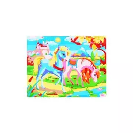 Холст с красками по номерам "Единороги у сказочного замка", 17 х 22 см