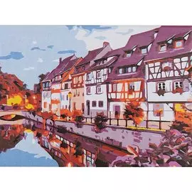 Холст с красками по номерам "Французский город у воды", 22 х 30 см