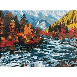 Холст с красками по номерам "Горная река", 22 х 30 см