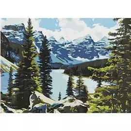 Холст с красками по номерам "Горный лес", 22 х 30 см