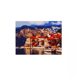 Холст с красками по номерам "Город у горных вершин", 22 х 30 см