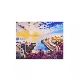 Холст с красками по номерам "Город у моря на рассвете", 30 х 40 см