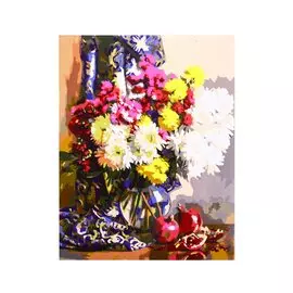 Холст с красками по номерам "Хризантемы и гранаты" (Русская коллекция. Горячева Светлана), 40 х 50 см