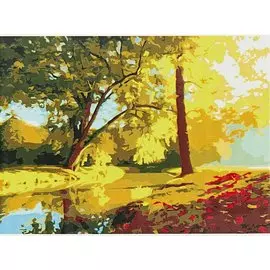 Холст с красками по номерам "Красивый осенний парк", 22 х 30 см