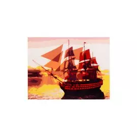 Холст с красками по номерам "Красивый парусник на закате", 22 х 30 см