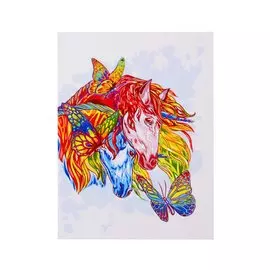 Холст с красками по номерам "Лошади и бабочки", 30 х 40 см