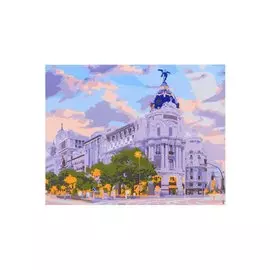 Холст с красками по номерам "Мадрид в сумерках", 17х22 см