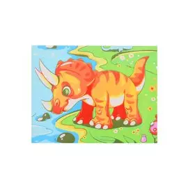 Холст с красками по номерам "Милый динозавр", 17х22 см